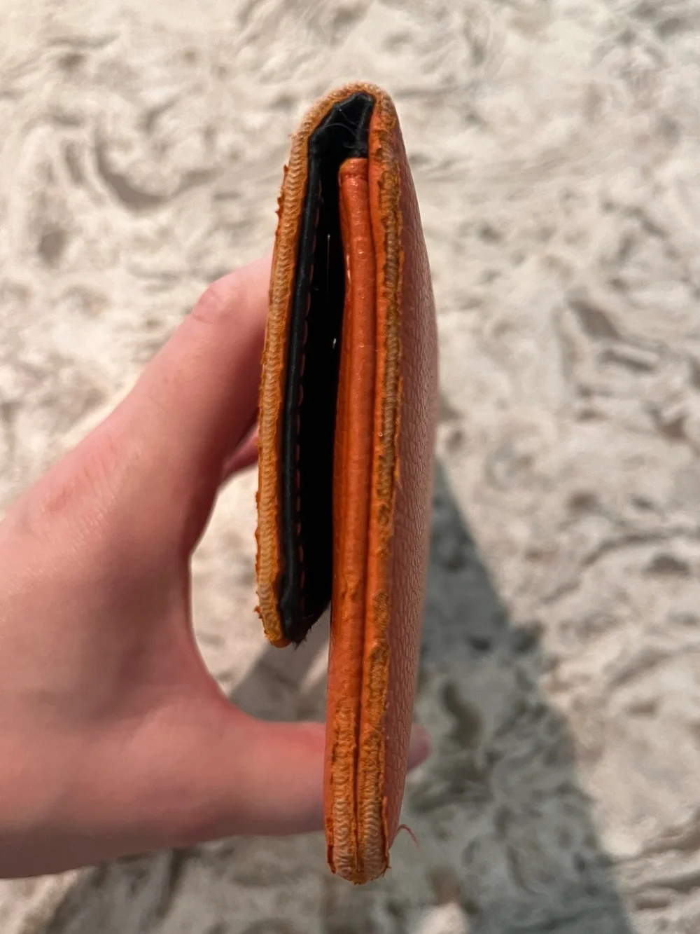 French Connection Pebbled Leather Fold-Over Wallet in Orange